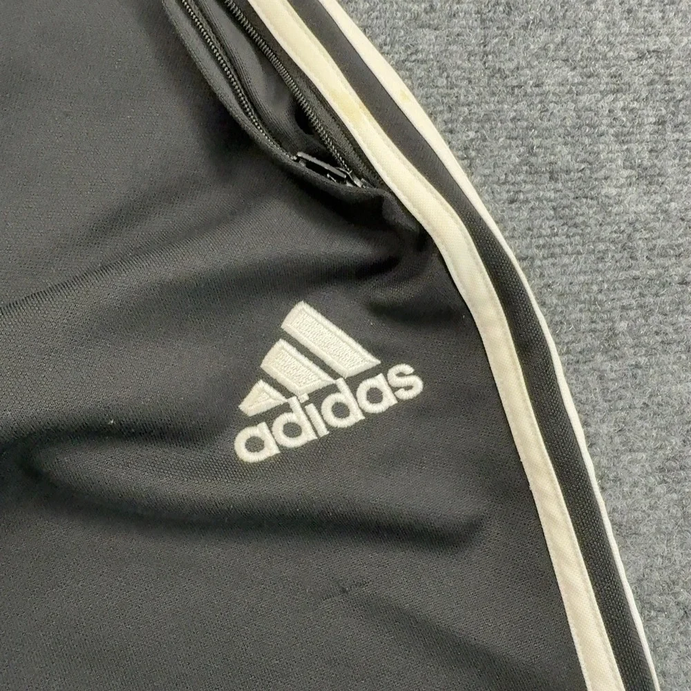 Adidas Track Pants Mens 2XL Black Polyester‎ 3 Stripe Ankle Zip Athletic Sports